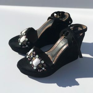 MARNI bejeweled suede wedges